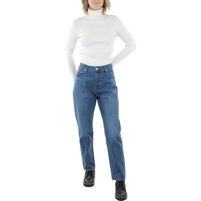 

Helmut Lang Женские синие джинсы прямого кроя с высокой посадкой  BHFO 0172, Синий
