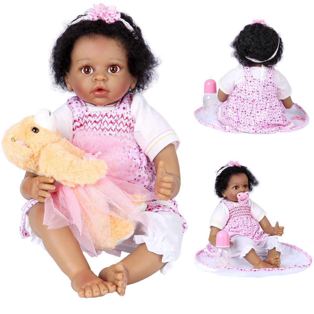 Vinyl Silicone Reborn Baby Girl Black Skin African American Newborn