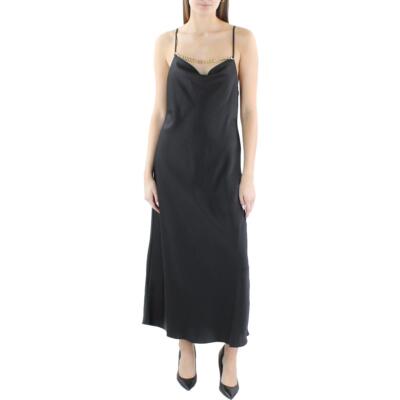 BCBGMAXAZRIA Женское черное атласное вечернее платье без рукавов 10 BHFO 2293