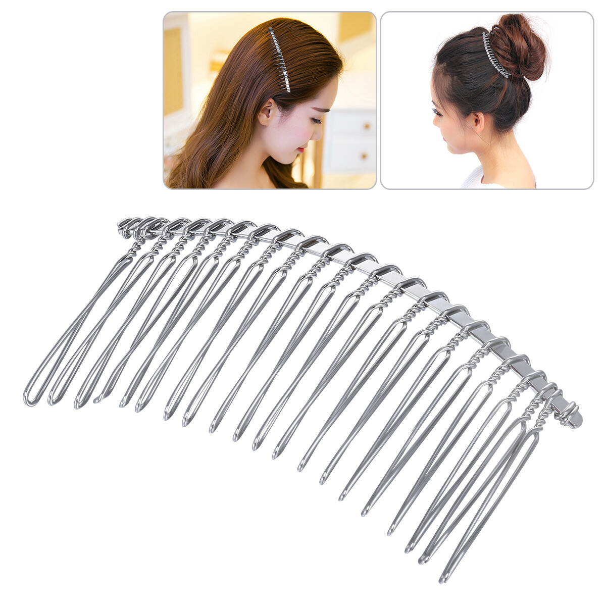 10pcs Metal Hair Clip Combs Iron Wire Women Twist Veil Combs Inserted