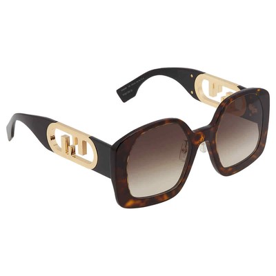 Pre-owned Fendi Gradient Brown Butterfly Ladies Sunglasses Fe40048f 52f 54 Fe40048f 52f 54