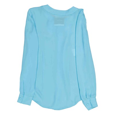 Pre-owned Moschino Ladies Light Blue Bow Detail Long-sleeved Blouse