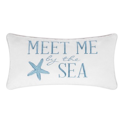 12'' x 24'' Meet Me At The Sea Embroidered Throw Pillow 12'' x 24'' C&F Home