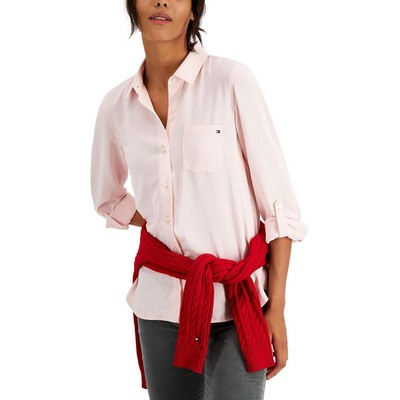 

Tommy Hilfiger Женская блузка с воротником и нашивкой с логотипом и рубашкой на пуговицах BHFO 2031, Ballerina pink