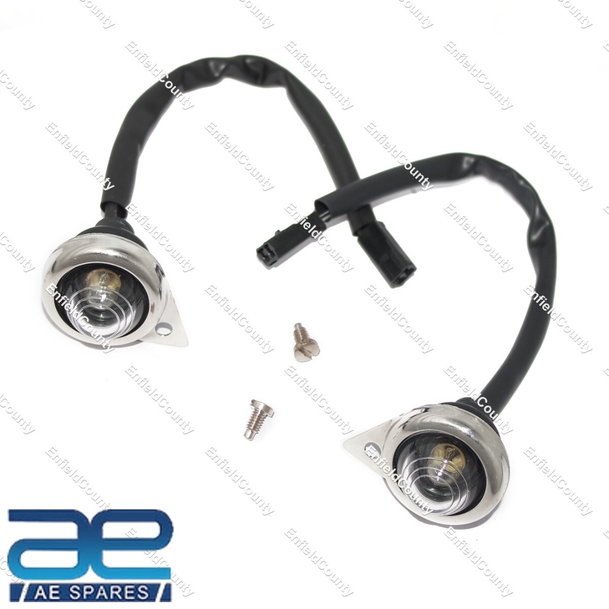 WHITE PILOT PARKING LIGHT WITH CHROME RIMS FOR ROYAL ENFIELD BULLET CLASSIC 