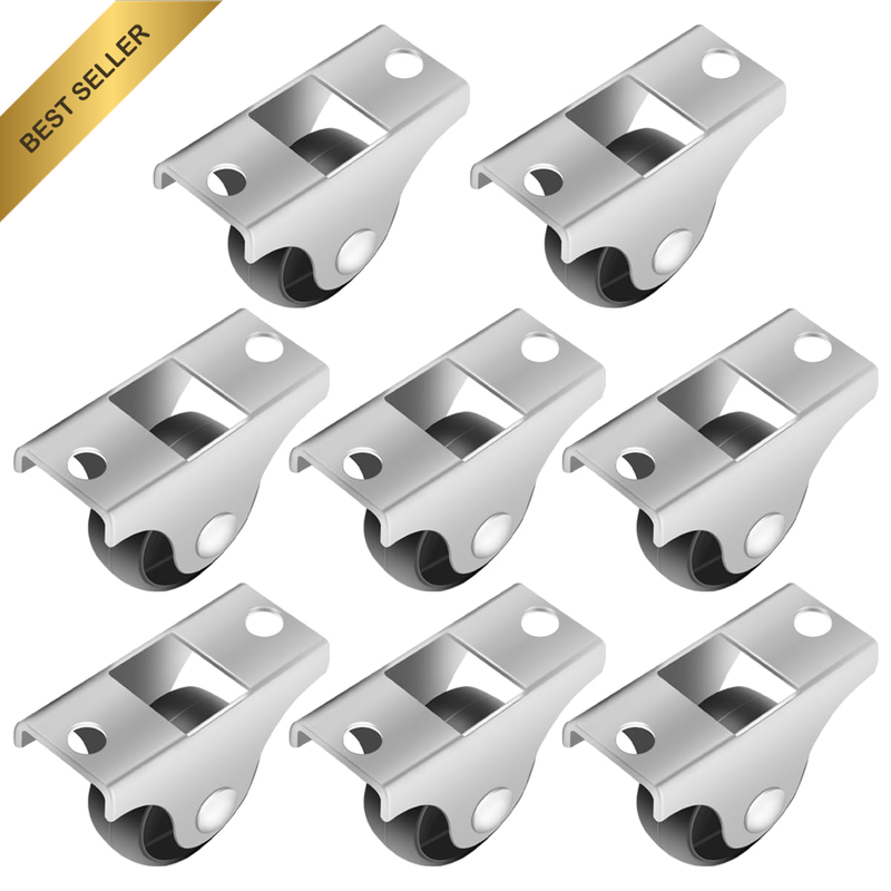 Mini Caster Wheels, 8 PCS Small Silent Fixed Caster Wheels for Furniture, Small
