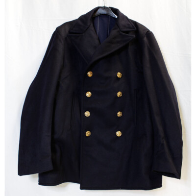 Cappotto Lungo Originale Militare Olandese In Lana Doppio Petto In Eccedenza Militare Blu