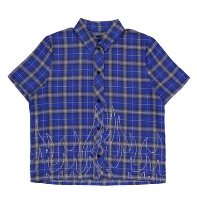 Pre-owned Papa Filles A  Ladies T-shirt Blue Chuck Crepe Blue