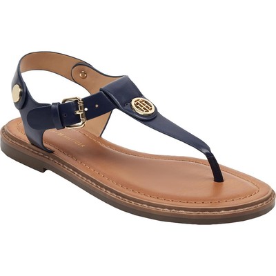 Tommy Hilfiger Женские сандалии Bennia Faux Leather Flat Thong Sandals Shoes BHFO 9832