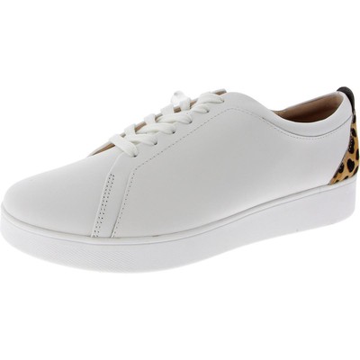 Повседневные и модные белые кроссовки Fitflop Womens Rally с леопардовой спинкой BHFO 5059