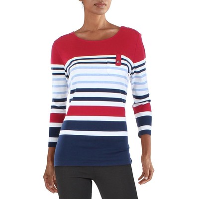 

Женский пуловер с круглым вырезом в полоску Karen Scott Sport  BHFO 0023, Navy