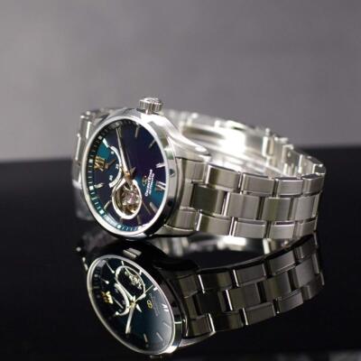 Pre-owned Orient Star Re-at0002e00b Semi-skeleton Green Wristwatch With Box