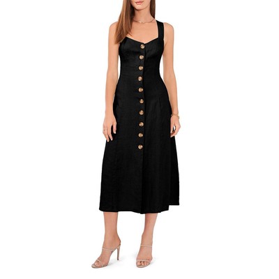 

Женское льняное повседневное платье миди без рукавов Vince Camuto BHFO 5555, Rich black