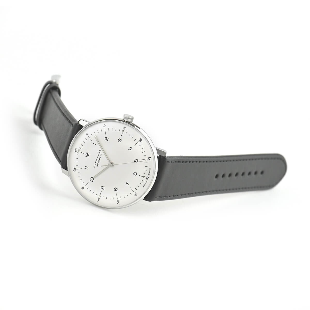 Pre-owned Junghans Max Bill Automatic 027/3500.02 Black Leather 38mm 27/3500.02 Watch