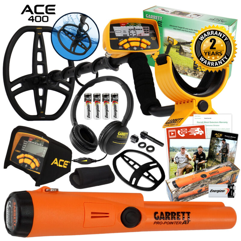 Garrett Ace 400 Metal Detector With Dd Waterproof Search Coil And Pro Pointer At