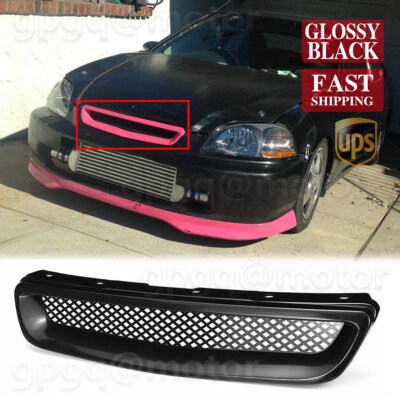 For Honda Civic EJ/EK 96-98 JDM Type R Glossy Black Mesh ABS Front Hood Grille