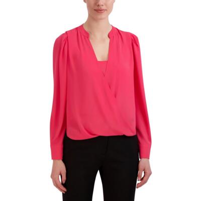 BCBGMAXAZRIA Женская офисная рубашка-блузка из искусственной кожи BHFO 4604