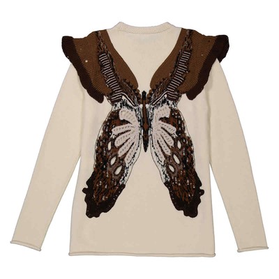 Pre-owned Chloé Chloe Knit Sweater With Crochet Butterfly Intarsia In Multicolor