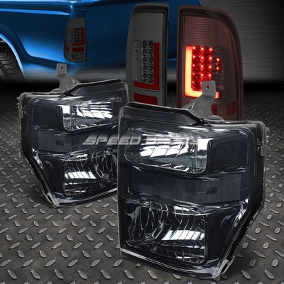 ЗАКОПЧЕННАЯ ПРОЗРАЧНАЯ ФАРА + 3D СВЕТОДИОДНЫЙ КРАСНЫЙ L-ОБРАЗНЫЙ ЗАДНИЙ ФОНАРЬ С ЗАКОПЧЕННОЙ ПЛАНКОЙ ДЛЯ 08-10 SUPER DUTY