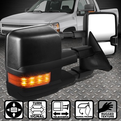 ДЛЯ 88-02 CHEVY/GMC C/K ЧЕРНАЯ РЕГУЛИРОВКА С ЭЛЕКТРОПРИВОДОМ + ЯНТАРНОЕ СВЕТОДИОДНОЕ ЗЕРКАЛО ЗАДНЕГО ВИДА С СИГНАЛОМ ПОВОРОТА