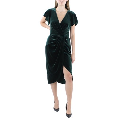 Женское зеленое бархатное платье для коктейлей и вечеринок Lauren Ralph Lauren 4 BHFO 6850