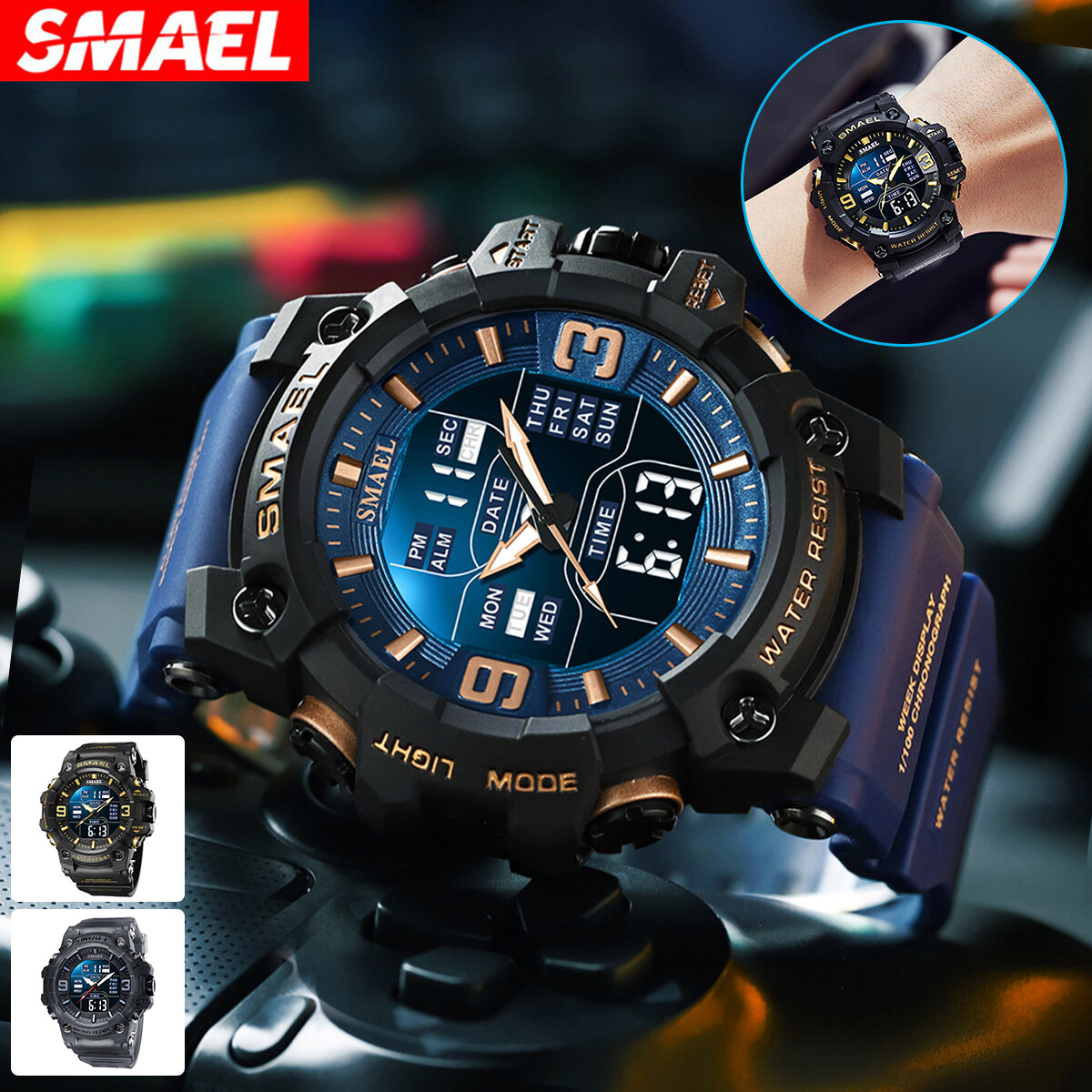 SMAEL Men's Watch Sport Quartz Analog Digital Shock & Waterproof Wrist Watch US