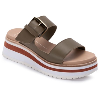 

Dolce Vita Женские зеленые кожаные туфли на танкетке Macen 6 Medium (B,M) BHFO 3600, Olive leather, Macen