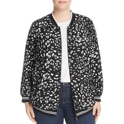

Vince Camuto Womens Animal Whispers Printed Coat Jacket Outerwear Plus BHFO 4990, Rich black, Animal Whispers