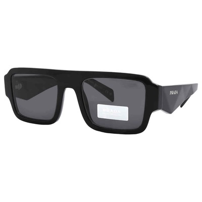 Pre-owned Prada Grey Browline Men's Sunglasses Pr A05s 16k08z 53 Pr A05s 16k08z 53 In Gray