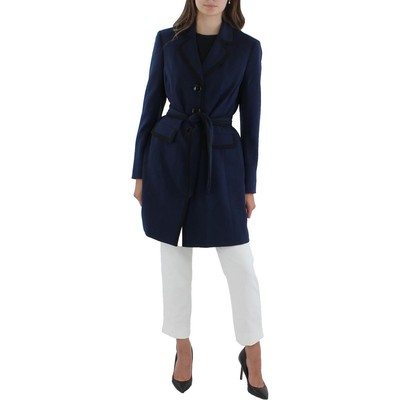 

Le Suit Женский длинный офисный пиджак синего цвета с контрастной отделкой  BHFO 9108, Indigo