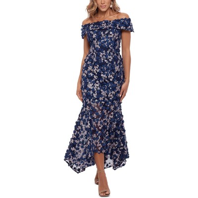 

Xscape Женское синее асимметричное длинное вечернее платье Petites  BHFO 9522, Blue multi