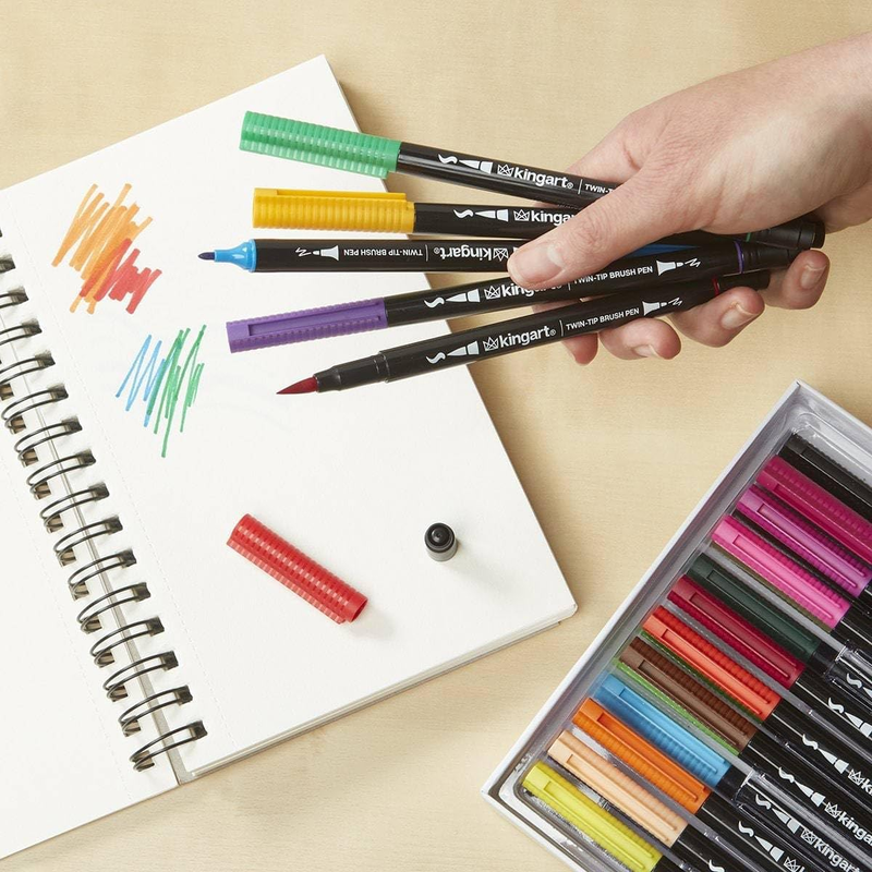 PRO Dual Twin-Tip Brush Pens, Set of 96 Unique & Vivid Colors, Watercolor Marker