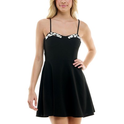 Speechless Womens Black Mirror Mini Party Fit & Flare Dress Juniors 17 BHFO 5184