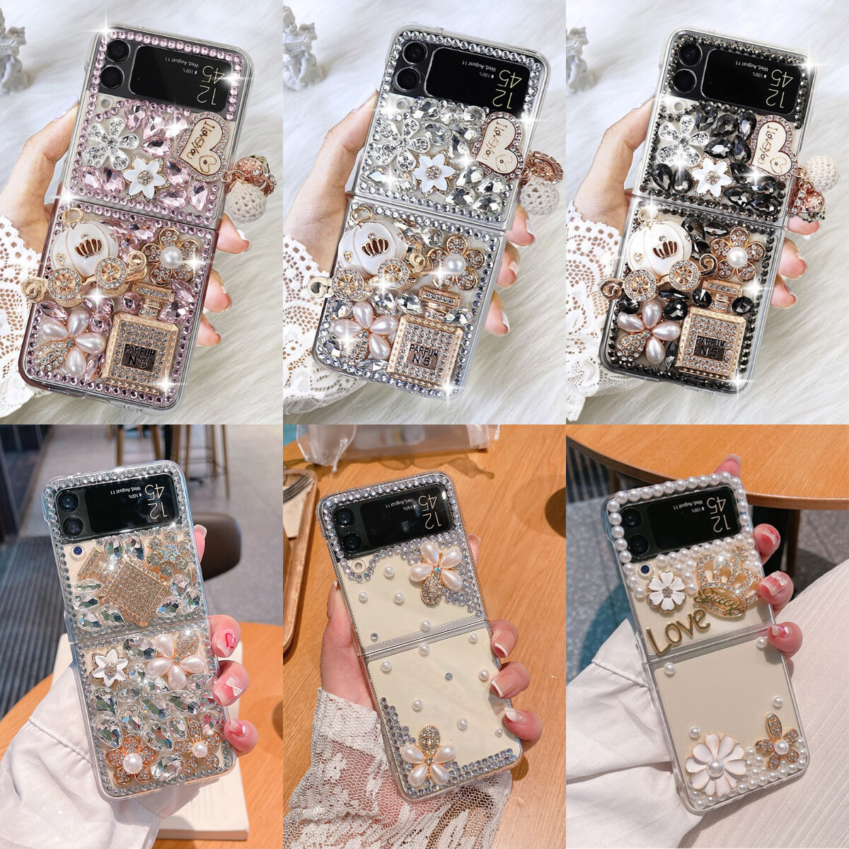 For Samsung Galaxy Z Flip 7 6 5 4 3 Luxury Bling Sparkle