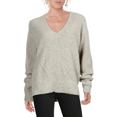 

Женский серый свитер-туника Rag - Bone Eco Donegal с глубоким вырезом и v-образным вырезом  BHFO 0098, Light grey