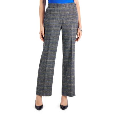 

Kasper Womens Grey Plaid Dressy Широкие брюки без застежек  BHFO 6774, Blue ribbon combo
