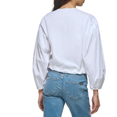 Женская белая блузка на пуговицах с завязкой на талии от Calvin Klein, M BHFO 4507