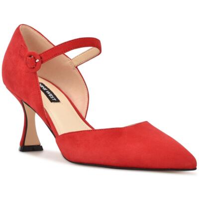 

Женские красные замшевые туфли-лодочки с ремешком на щиколотке Nine West 6 Medium (B,M) BHFO 8438, Medium red, WNWANAH