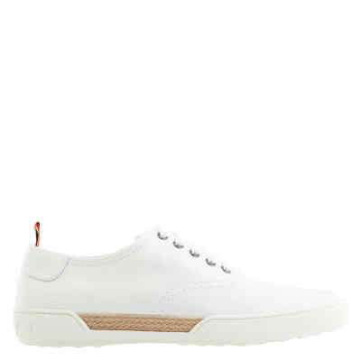 Tods Men's White Allacciato Gomma Leather Sneakers