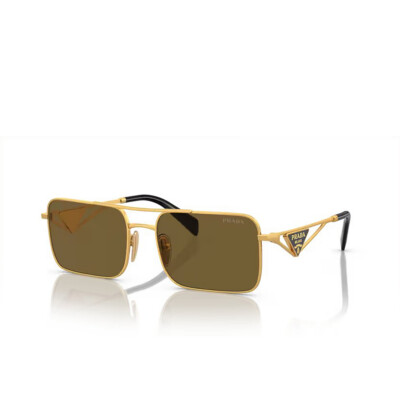 Pre-owned Prada Sunglasses Pra52s 15n01t 56mm Matte Gold / Dark Brown Lens