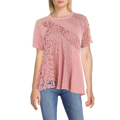 CQ by CQ Женская розовая вязаная крючком блузка с круглым вырезом, пуловер, верхняя рубашка M BHFO 4101