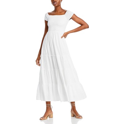 Lucy Paris Womens White Smocked Long Picnic Maxi Dress L BHFO 7792