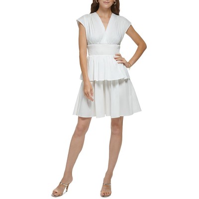 Женское белое многоуровневое мини-платье DKNY Fit & Flare 12 BHFO 1021