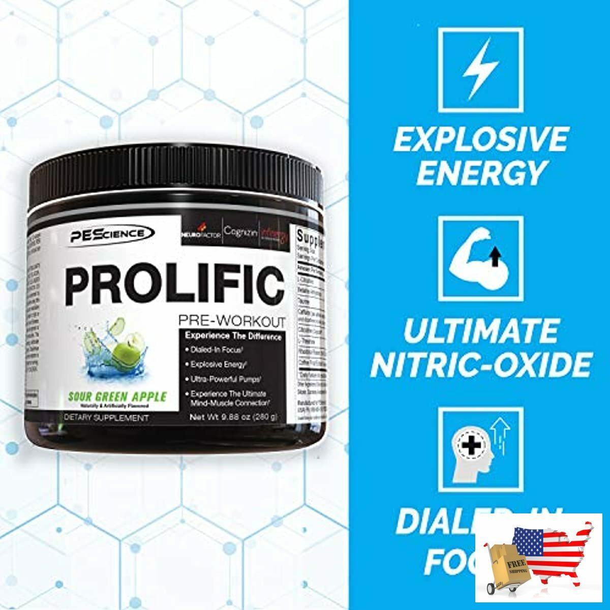PEScience Prolific Pre Workout, Tropical Twist, 40 Scoops