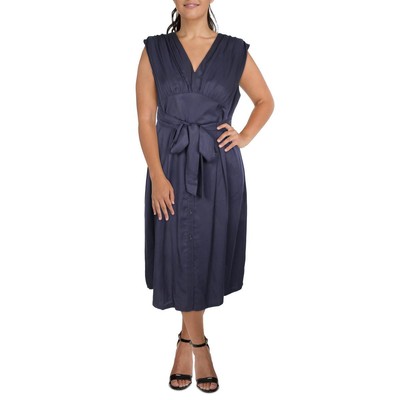 

DKNY Женское темно-синее длинное дневное платье макси с поясом  BHFO 8682, Navy
