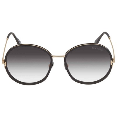 Pre-owned Tom Ford Gradient Smoke Round Ladies Sunglasses Ft0946 01b 58 Ft0946 01b 58 In Gray