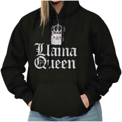 Llama Queen Save The Drama Alpaca Cute Gift Womens Hooded Sweatshirts Hoodies