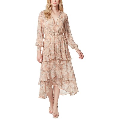

Jessica Simpson Женское Бежевое Ярусное Длинное Летнее Платье Макси  BHFO 8994, Wild paisley