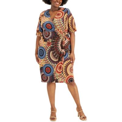 Connected Apparel Womens Red Embellished Shift Dress Plus 16W BHFO 1598