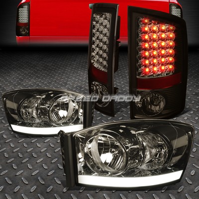 ТОНИРОВАННЫЙ КОРПУС ПРОЗРАЧНАЯ ФАРА + DRL + ТОНИРОВАННЫЙ СВЕТОДИОДНЫЙ ЗАДНИЙ СТОП-СИГНАЛ ДЛЯ 07-09 RAM